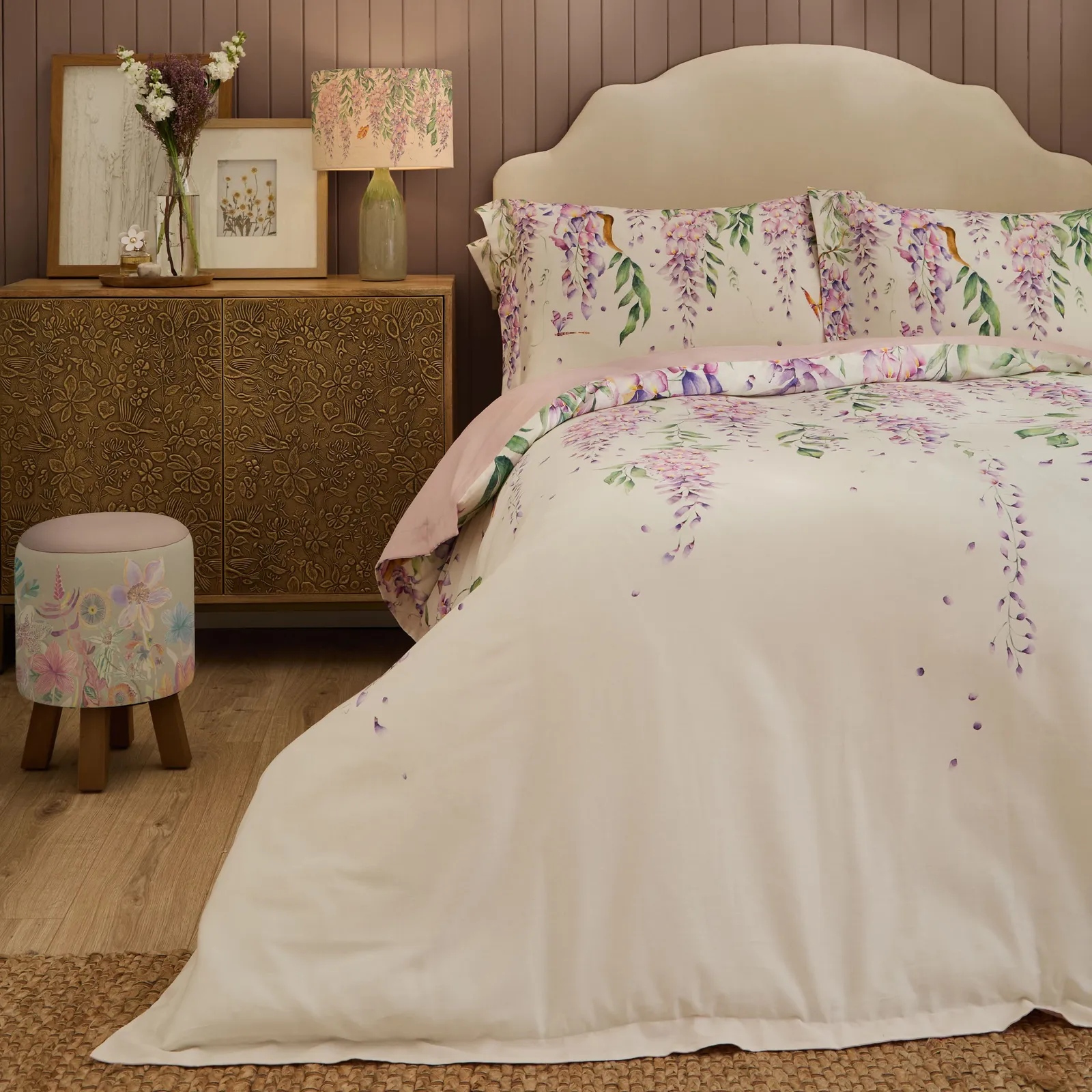 Voyage Maison Mariposa Oxford Edge 100% Cotton Duvet Cover Set in Purple