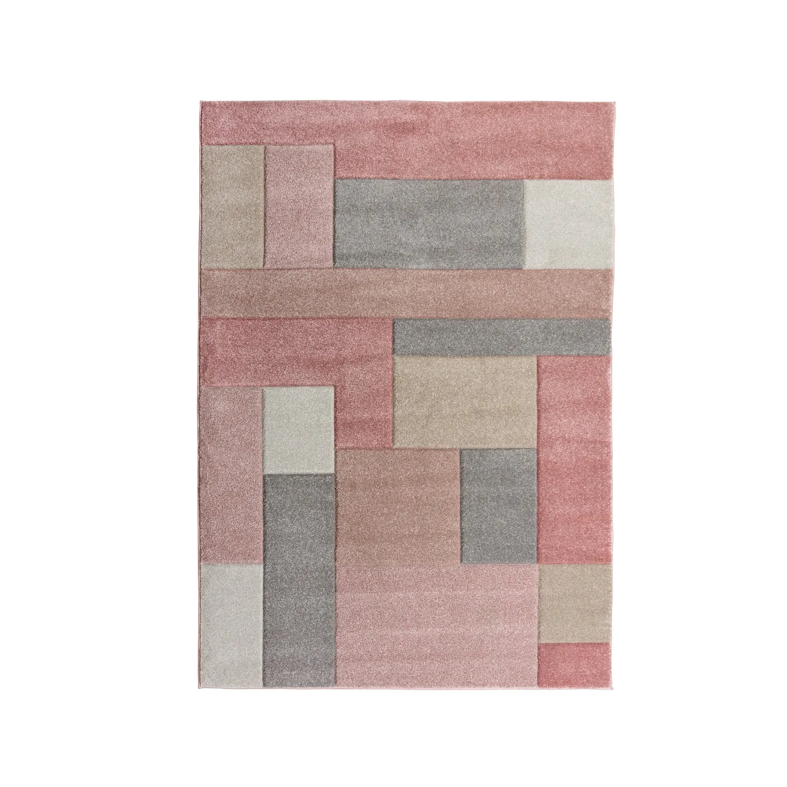 Cosmos Hand Carved Rug Pink, Grey and Brown