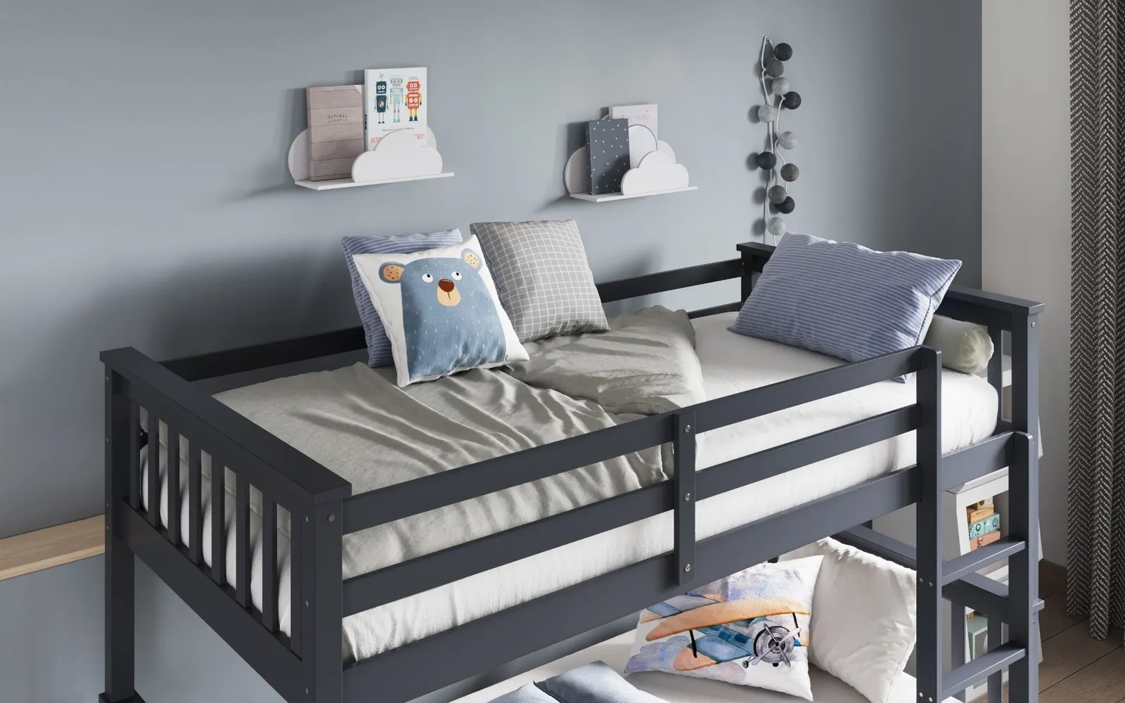 Flair Zoom Wooden Detachable Bunk Bed in Grey 4