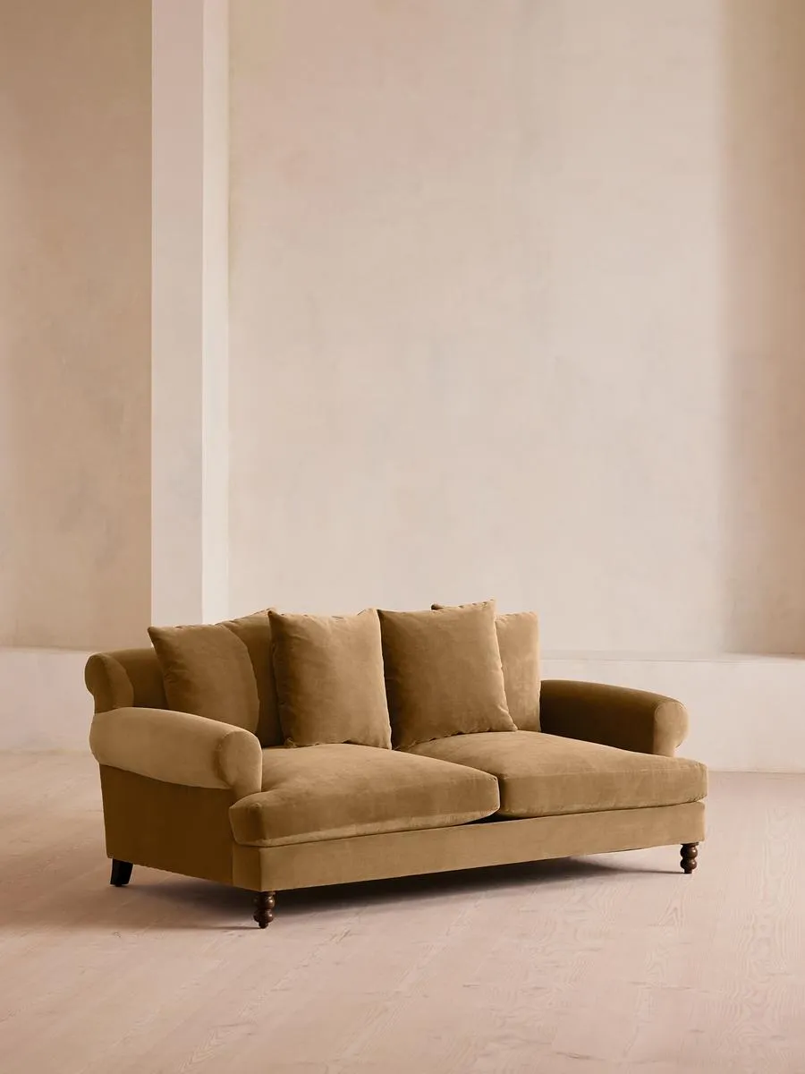 Audrey Two Seater Sofa, Velvet, Camel