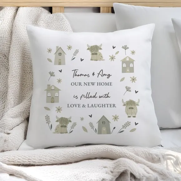 Personalised Highland Cow Home is Where the Herd is Cushion