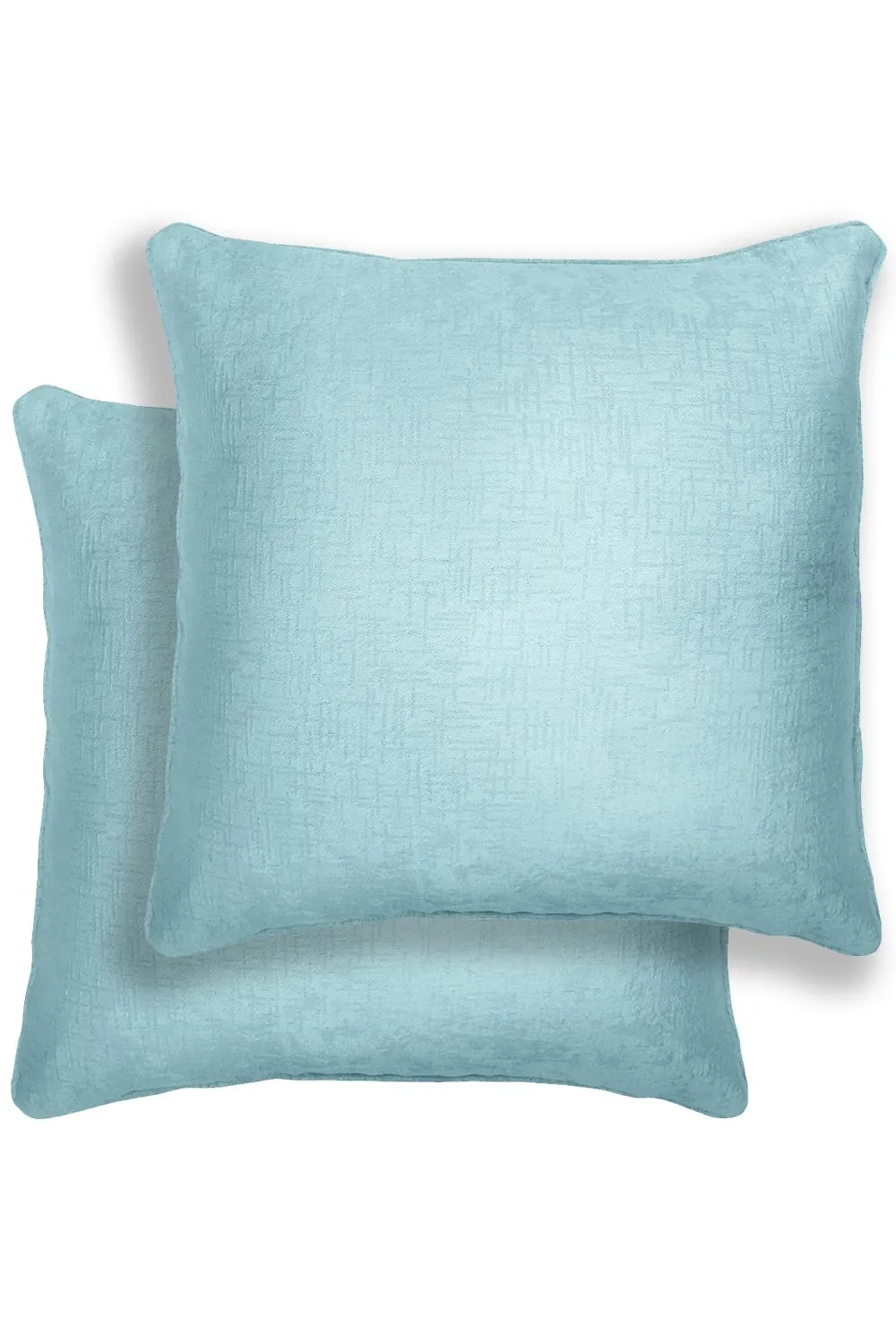 Enhanced Living Pair of Vogue Textured Double Sided Zip Opening Piped Edge Cushion Covers - 43x43cm - Cases Only in Light Blue