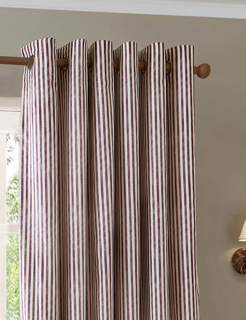 YARD Hebden Striped Blackout Eyelet Curtains Red Mix