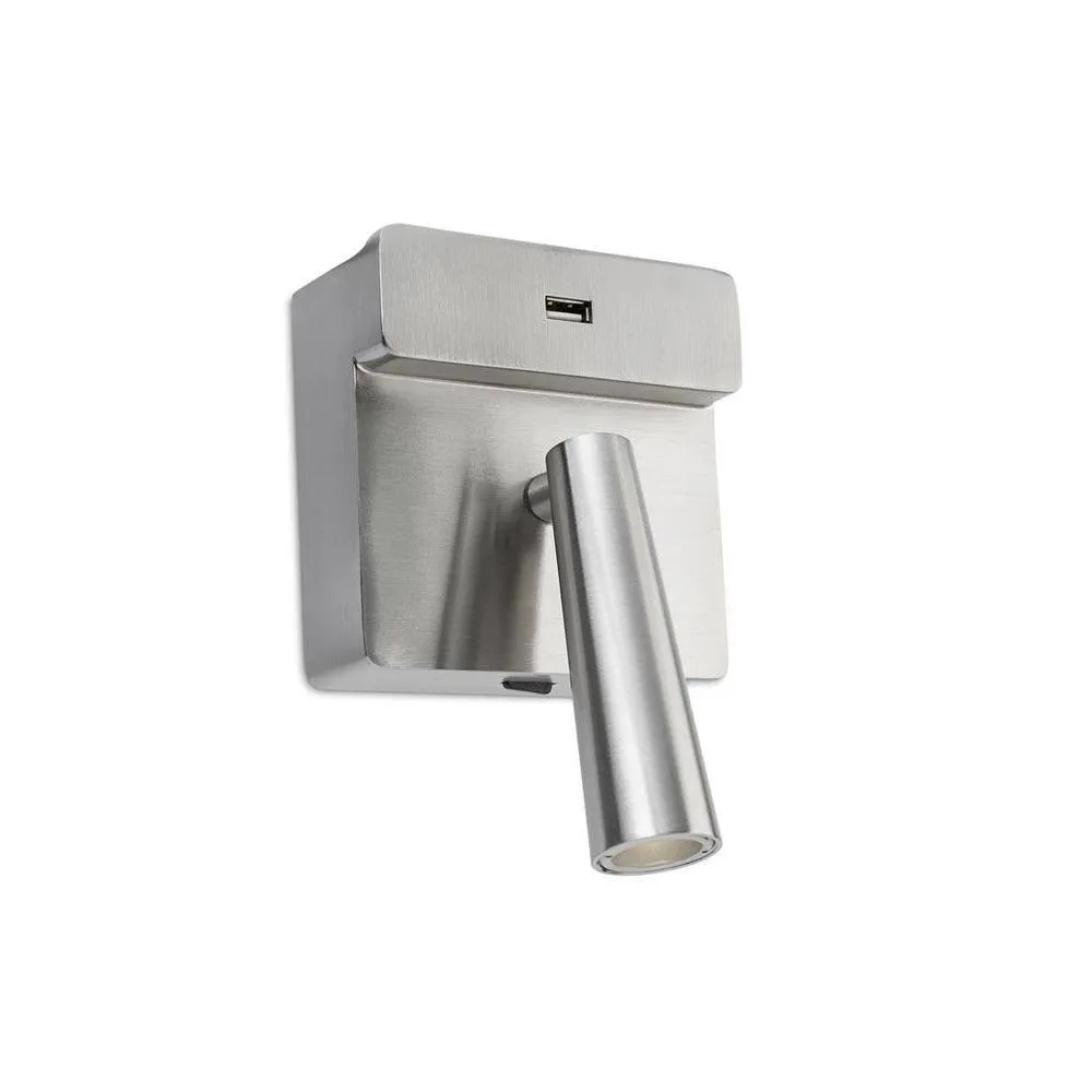 Netlighting Gamma LED Wall Reading USB Light Nickel 175lm 2700K in Grey