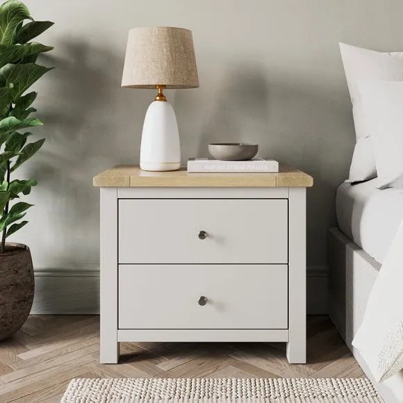 Olney Wide 2 Drawer Bedside Table 1