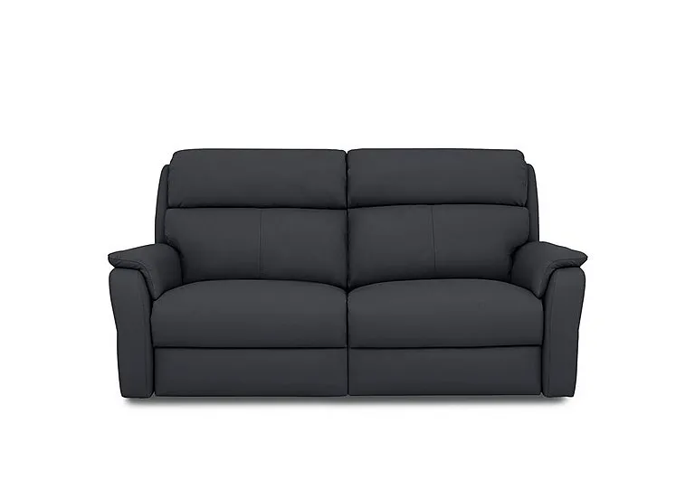 Vito Leather 3 Seater Recliner Sofa with Headrests and Power Lumbar - Torello Blu