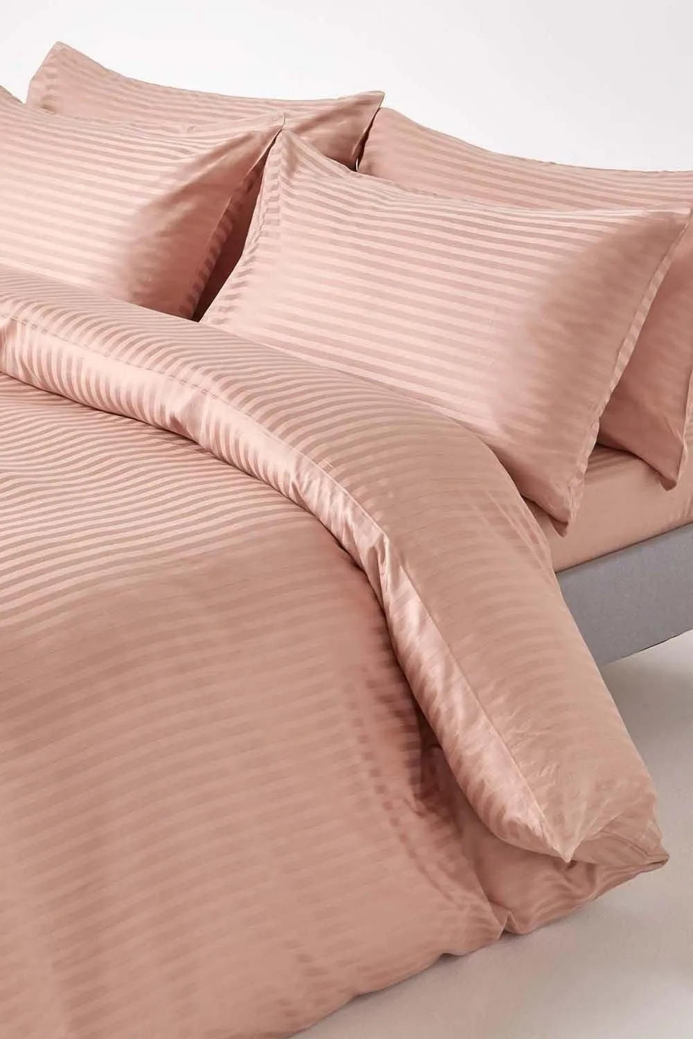 Homescapes Egyptian Cotton Satin Stripe Fitted Sheet 12 inch 330 Thread Count in Beige 4