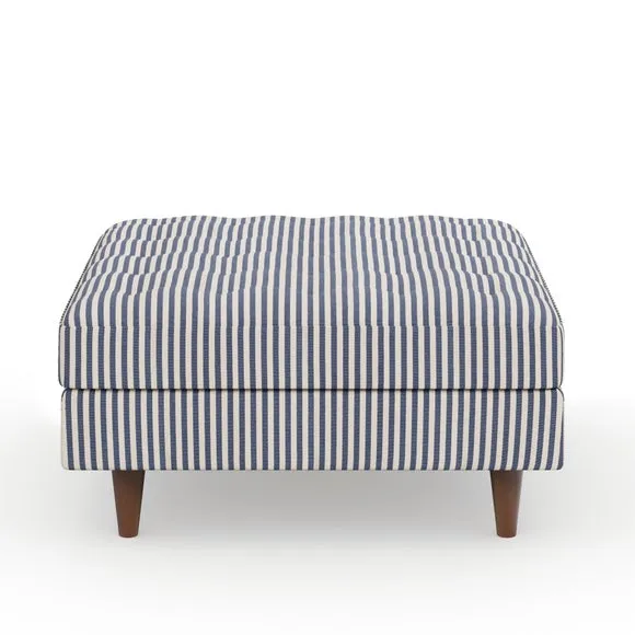 Zoe Pinstripe Fabric Square Storage Footstool 5