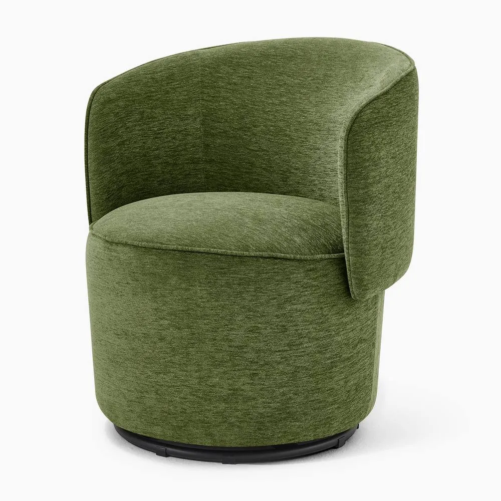 FurnitureboxUK Liode Fabric Round Swivel Accent Chair in Green 4