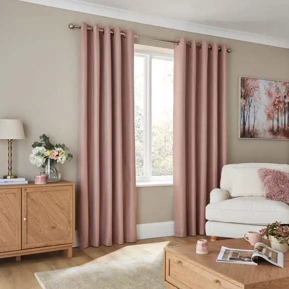 Rotterdam Herringbone Blackout Eyelet Curtains 2