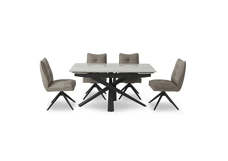 Germain Extending Dining Table and 4 Swivel Chairs - 150-cm - Taupe