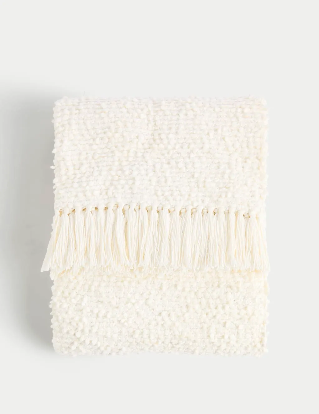 M&S Pure Cotton Bouclé Throw Cream