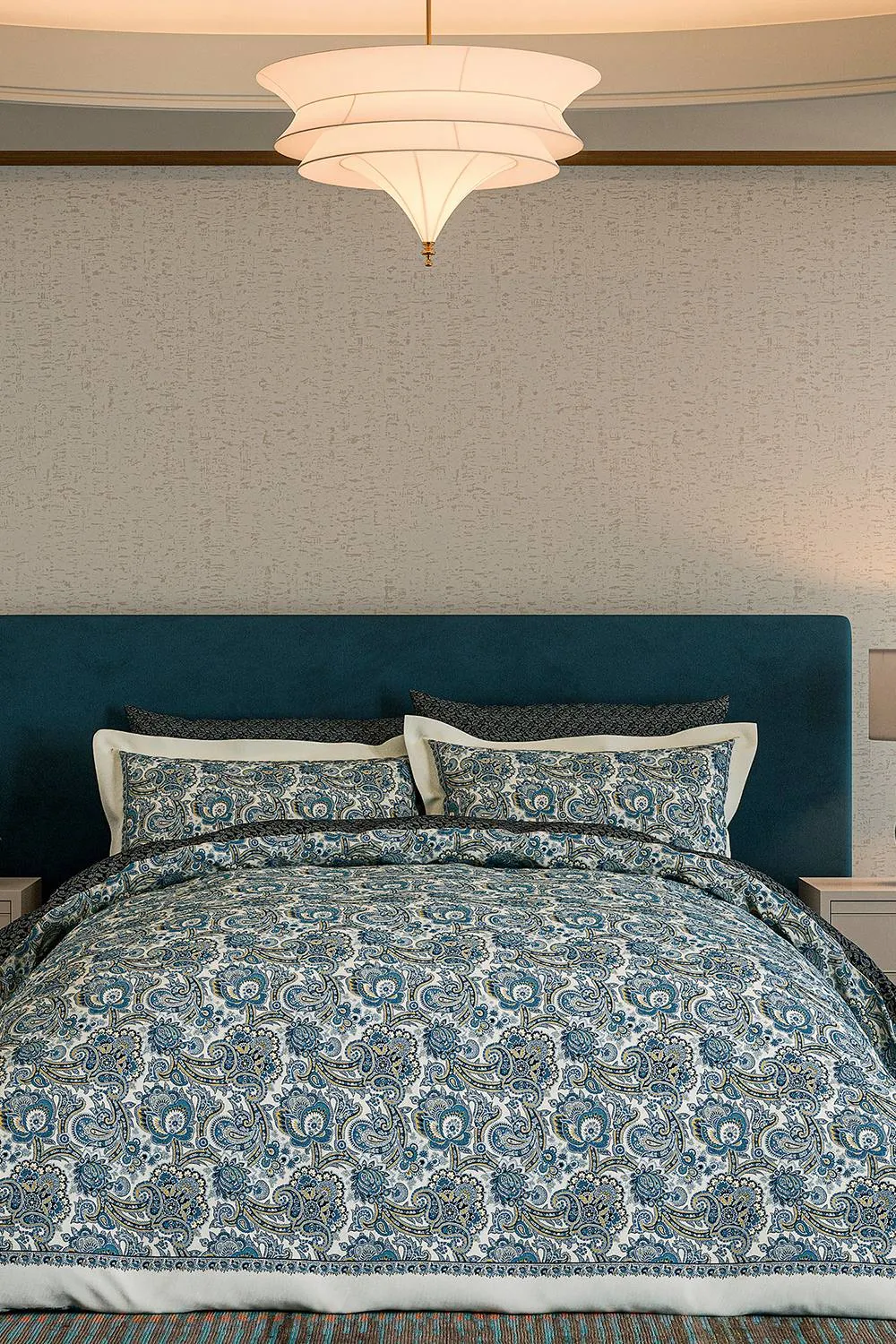 V&A 'Elysian' Cotton Duvet Cover Set in Navy