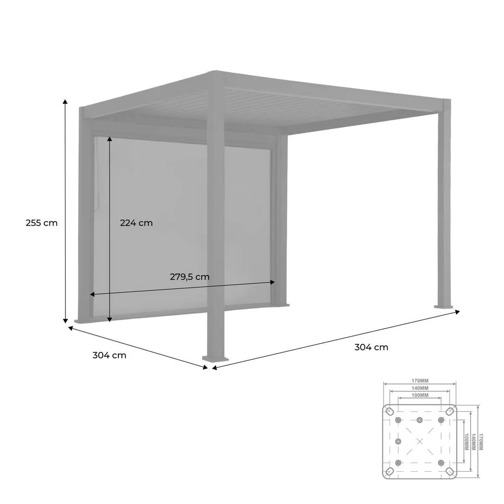 sweeek Louvered pergola aluminium 3 x 3m V2 + 3m blind in Dark Grey 5