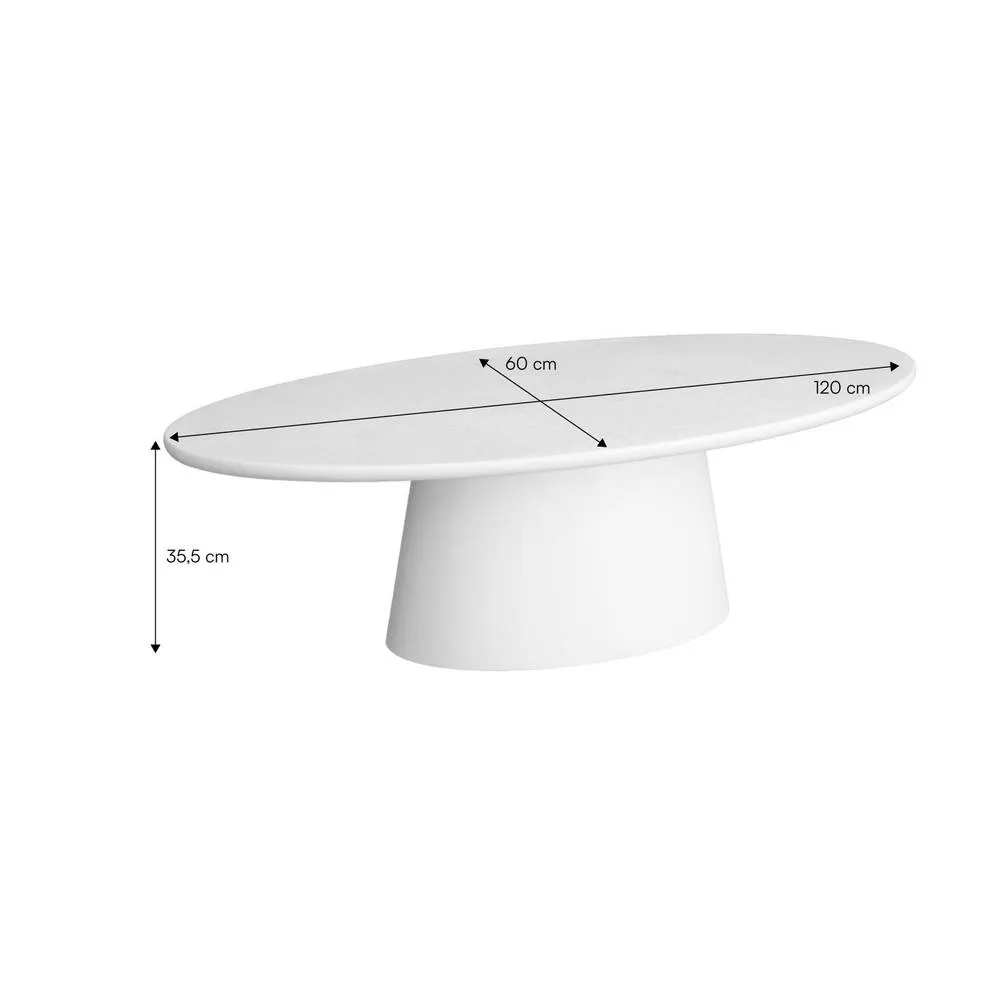 sweeek Oval coffee table with concrete effect finish in White 6