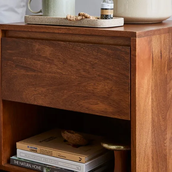 Brannock 1 Drawer Bedside Table, Mid Stained Mango Wood 4