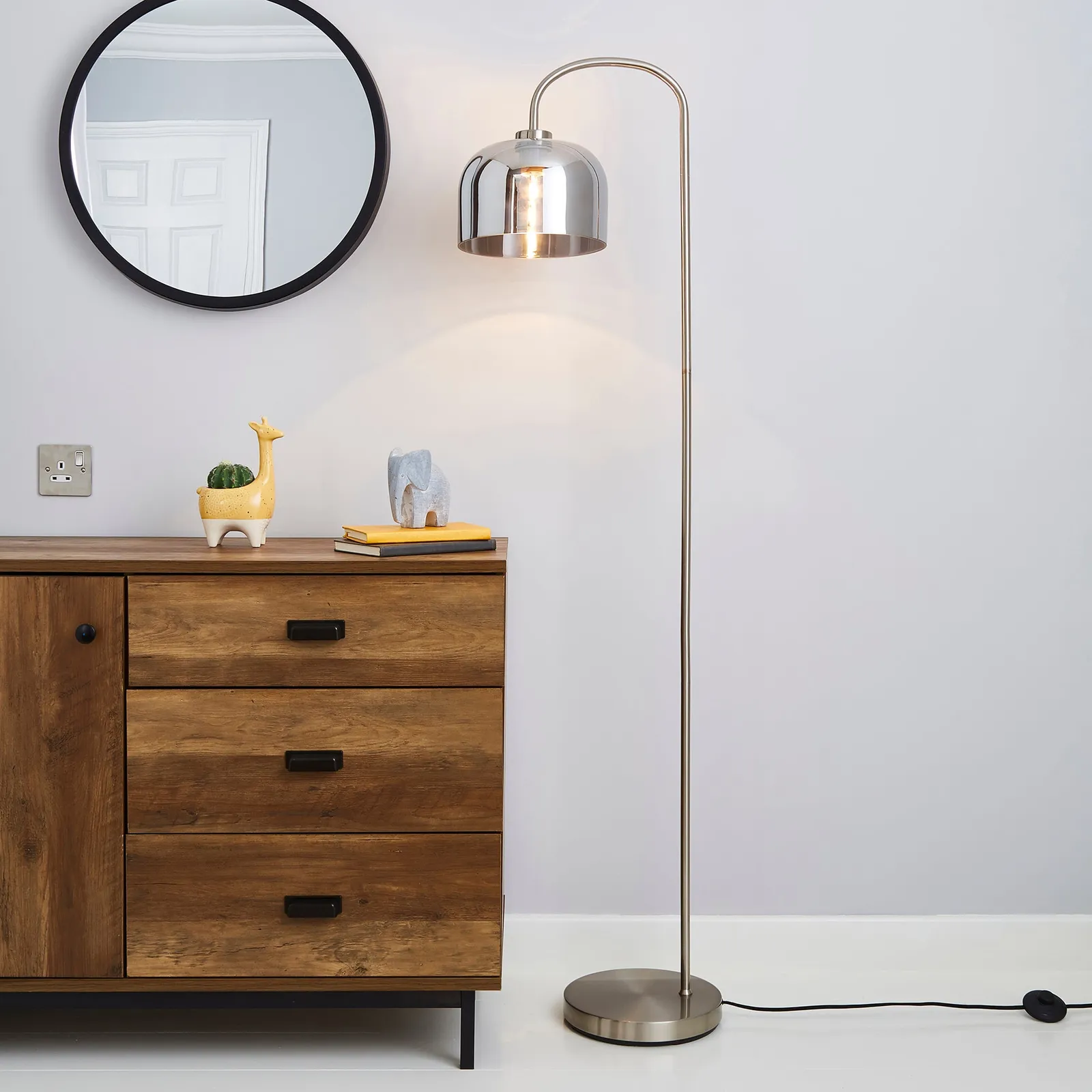 Palazzo Smoked Glass Floor Lamp Chrome
