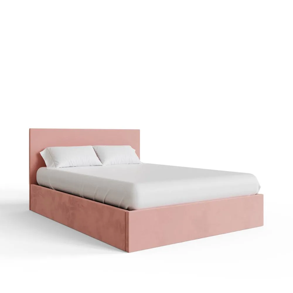 GFW End Lift Ottoman Storage Bed Velvet in Pink 3