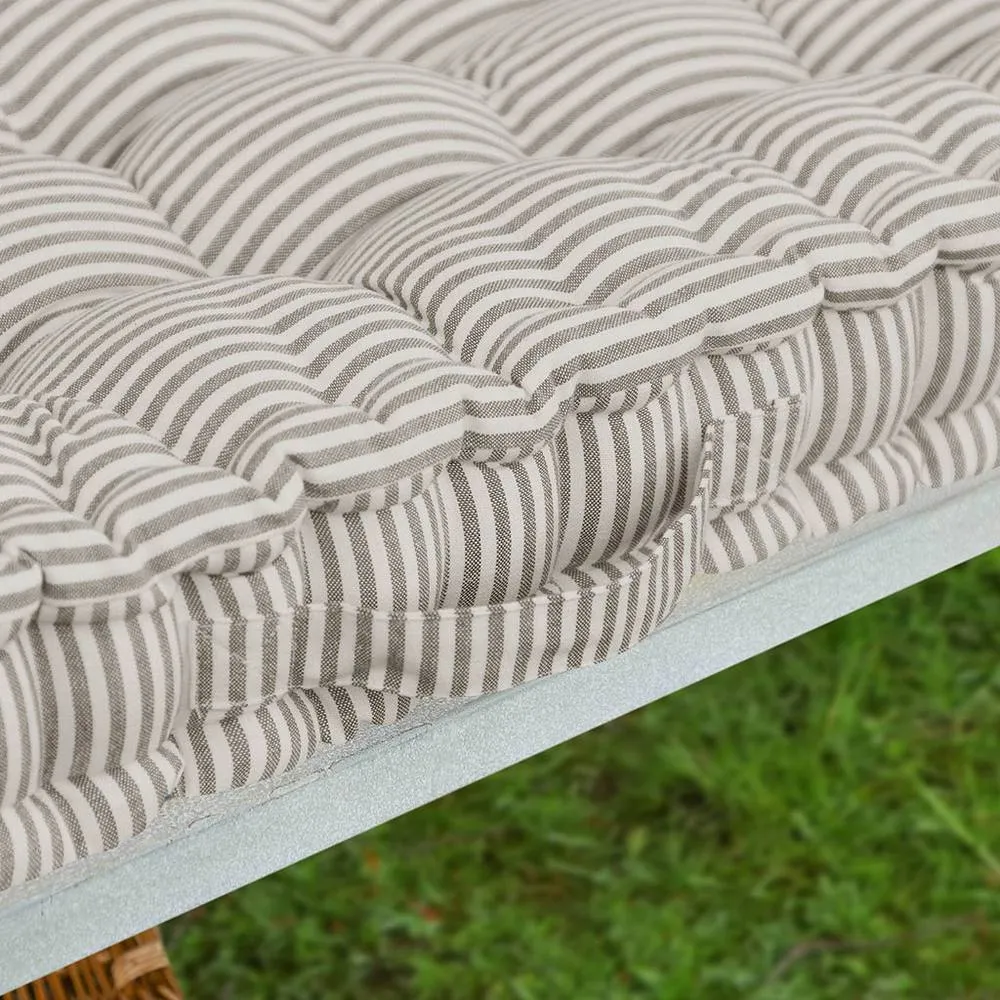 Dibor Vintage Style Grey Striped Bench Pad Cushion L105 x W42cm in Off-White 4