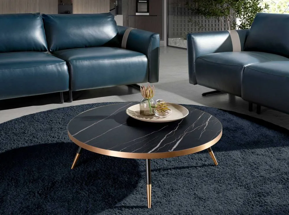Angel Cerda Round Coffee Table 90x30 cm Black Porcelain Marble 3