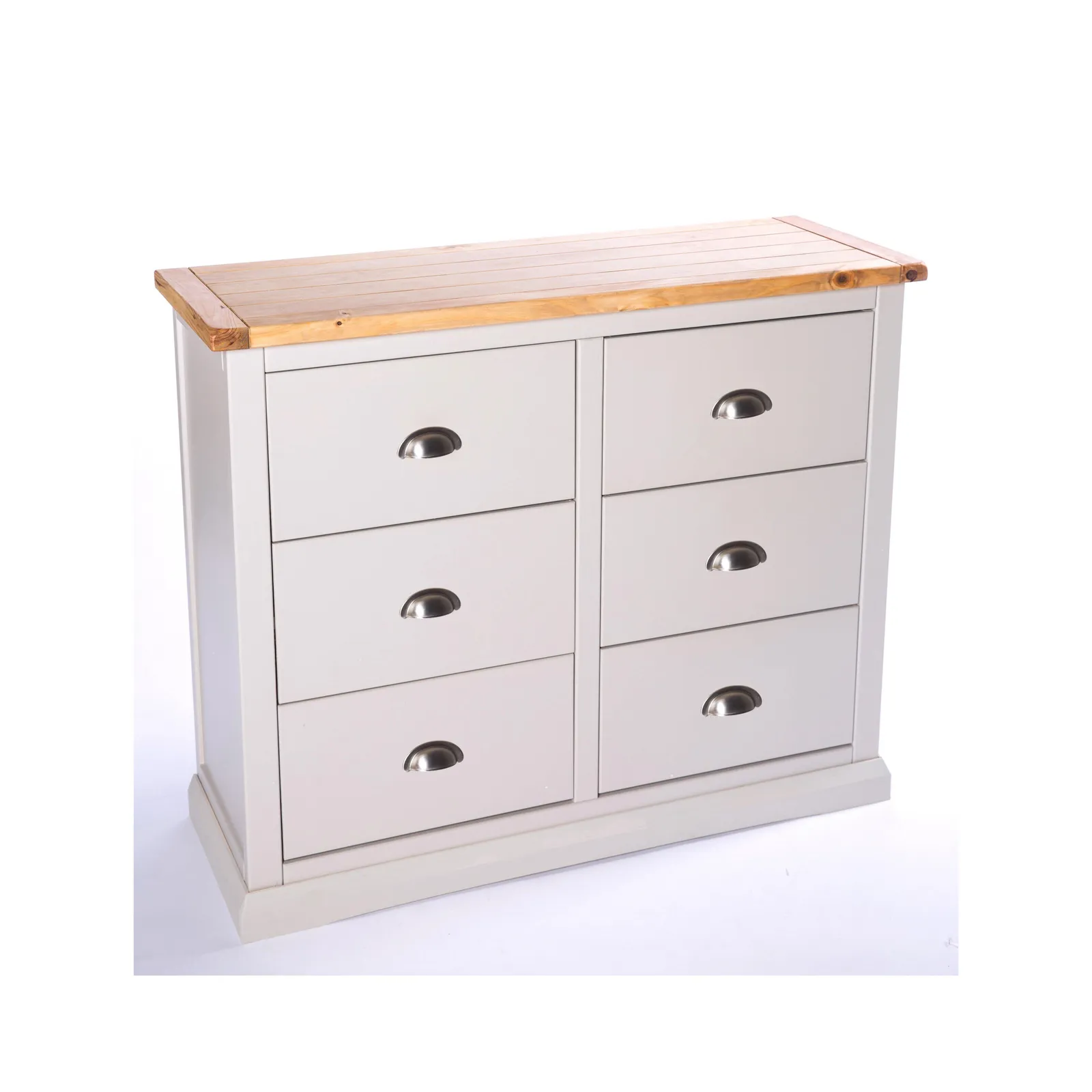 Cabinet Bits Loreo 6 Drawer Chest of Drawers Chrome Cup Handle in Light Grey 3