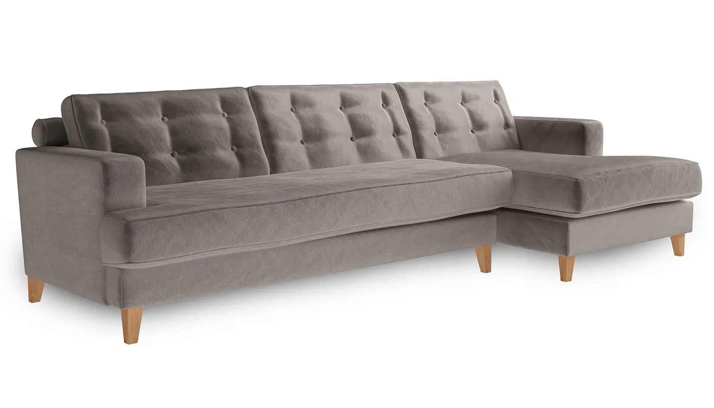 Heal's Mistral Right Hand Facing Corner Sofa Velvet Mink Natural Feet