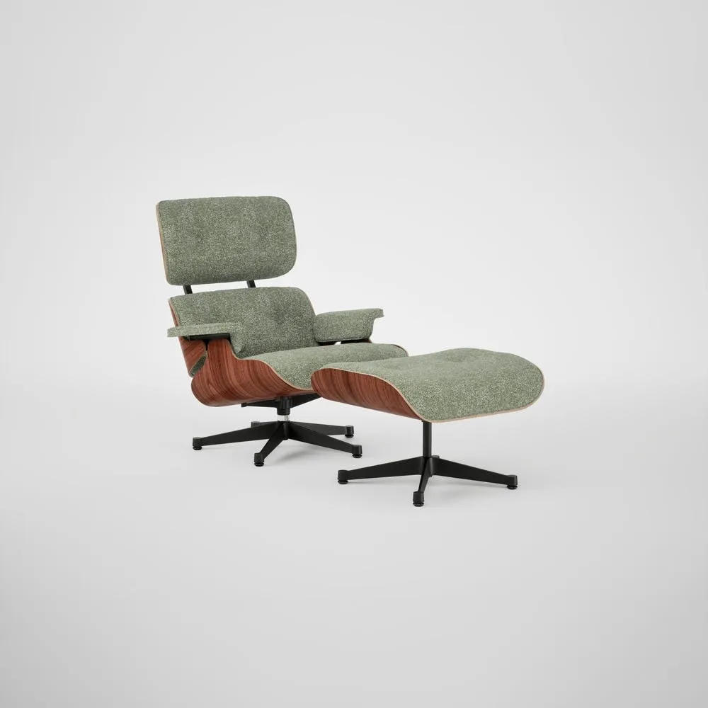 Vitra Eames Lounge Chair & Ottoman Santos Palisander Cont. Nubia 09 Ivory Forest Polished Black Base 04 1