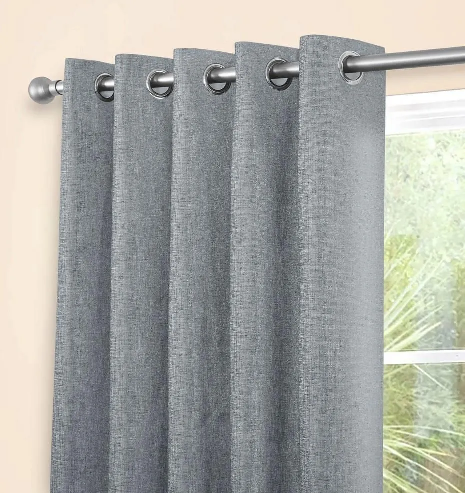 Sundour Amberley Chenille Eyelet Curtains in Grey 2