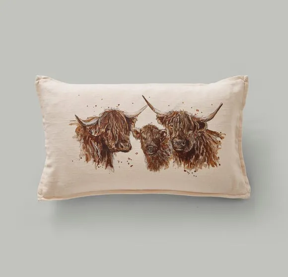 Highland Cow Cotton Rectangle Cushion 2