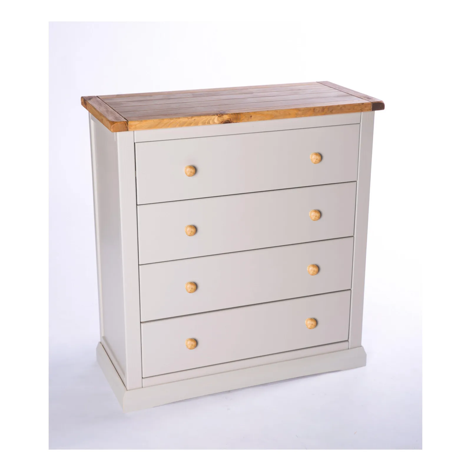 Cabinet Bits Loreo 4 Drawer Chest of Drawers Wood Knob in Light Grey 3