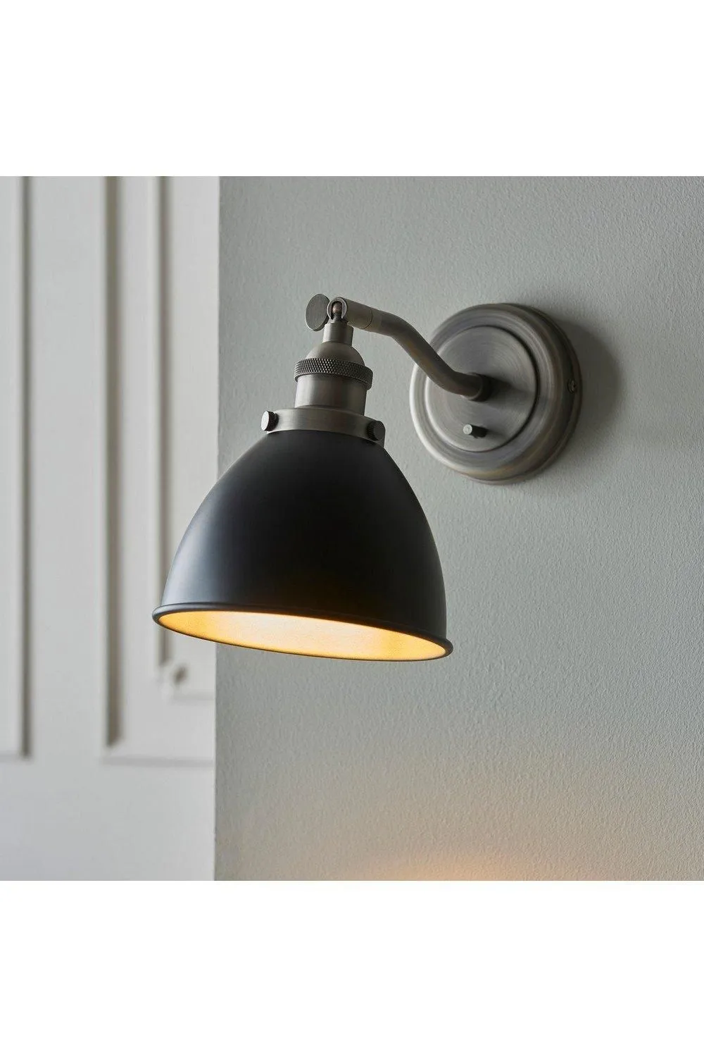 Netlighting Franklin Metal Wall Lamp Aged Pewter Plate Matt Black Paint in Grey 3