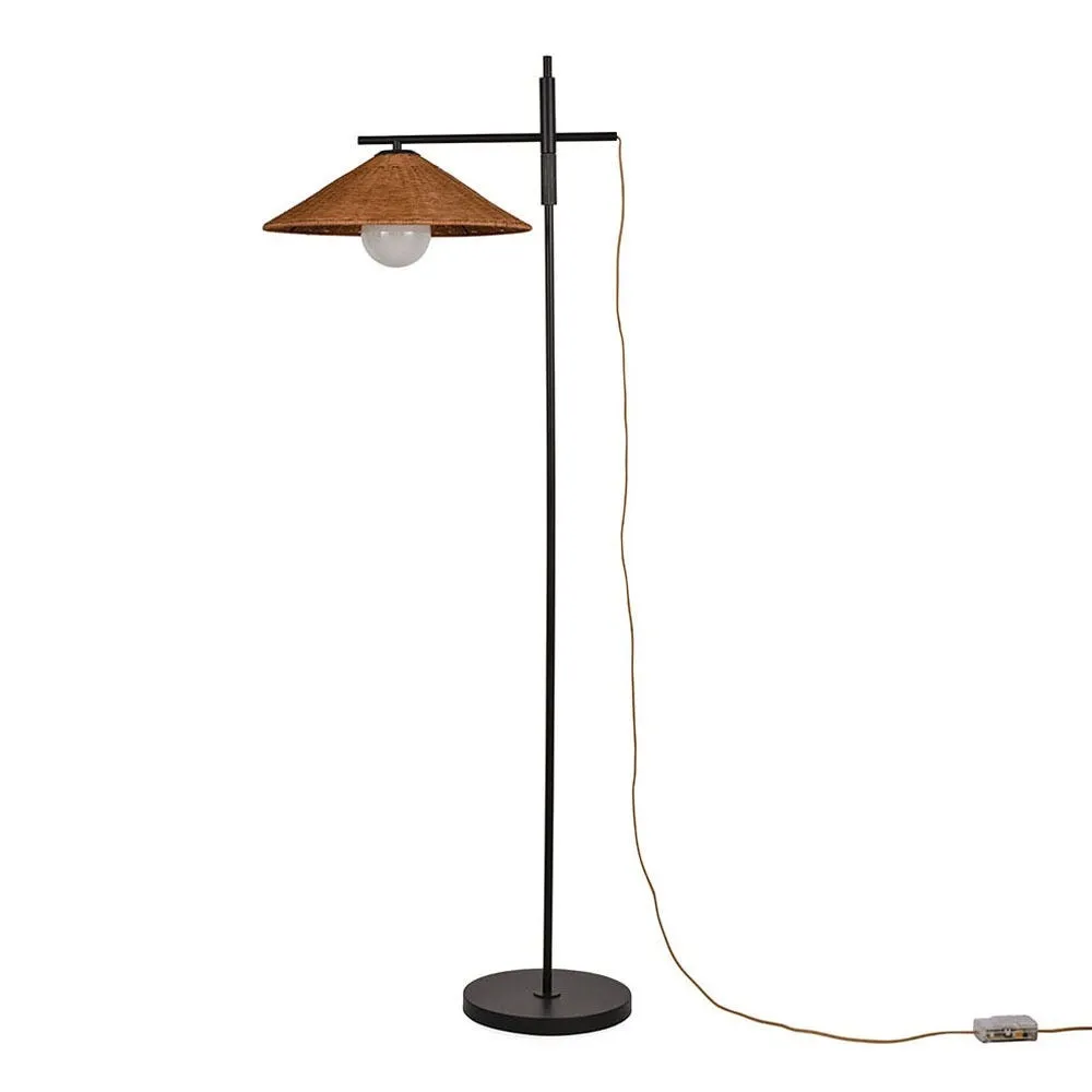 Heal's Armstrong Adjustable Floor Lamp Black/Rattan 2