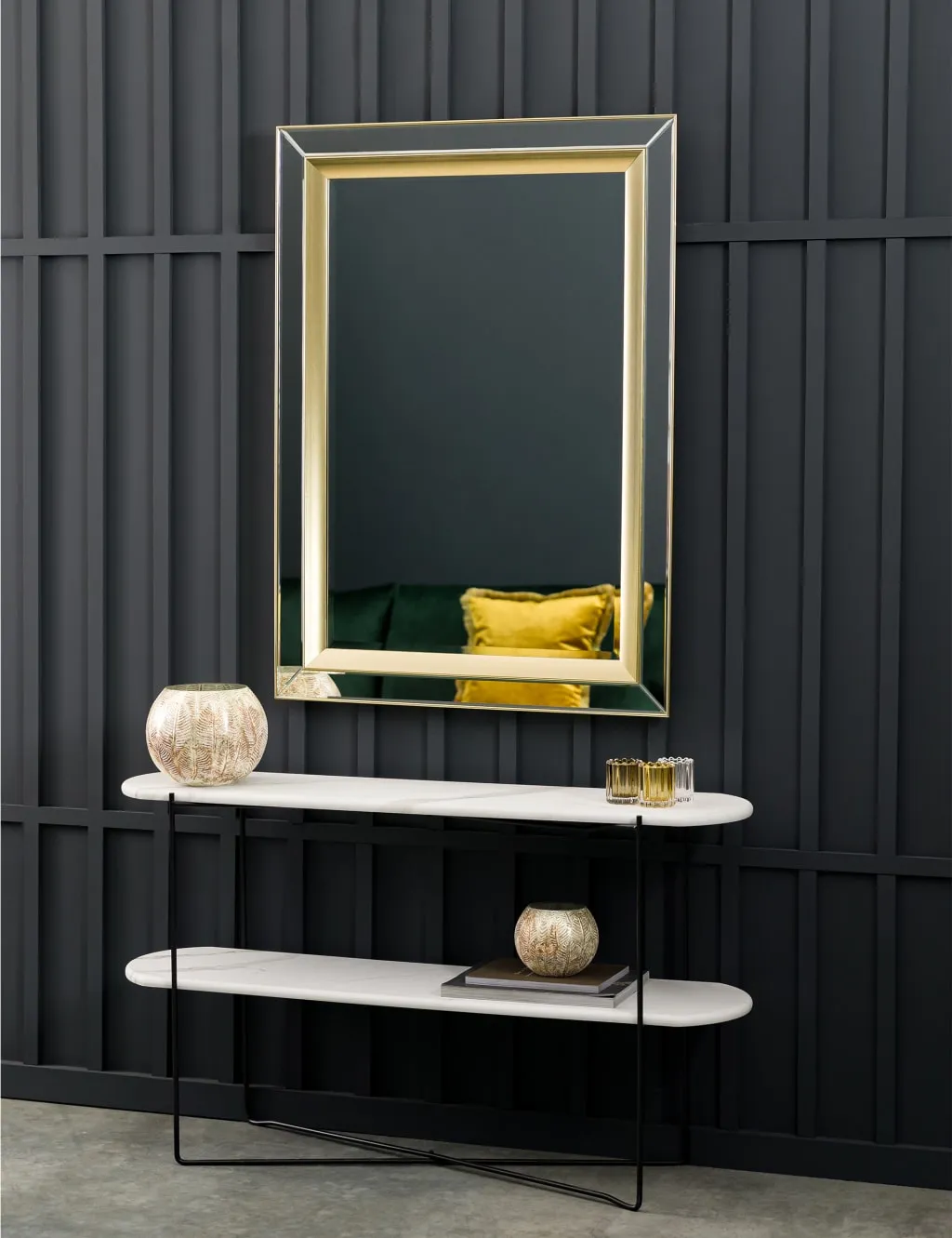 Gallery Direct Phantom Extra Large Rectangular Wall Mirror Gold