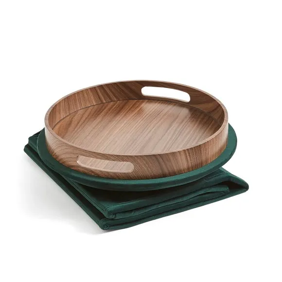 Round Ottoman with Tray, Velvet 4