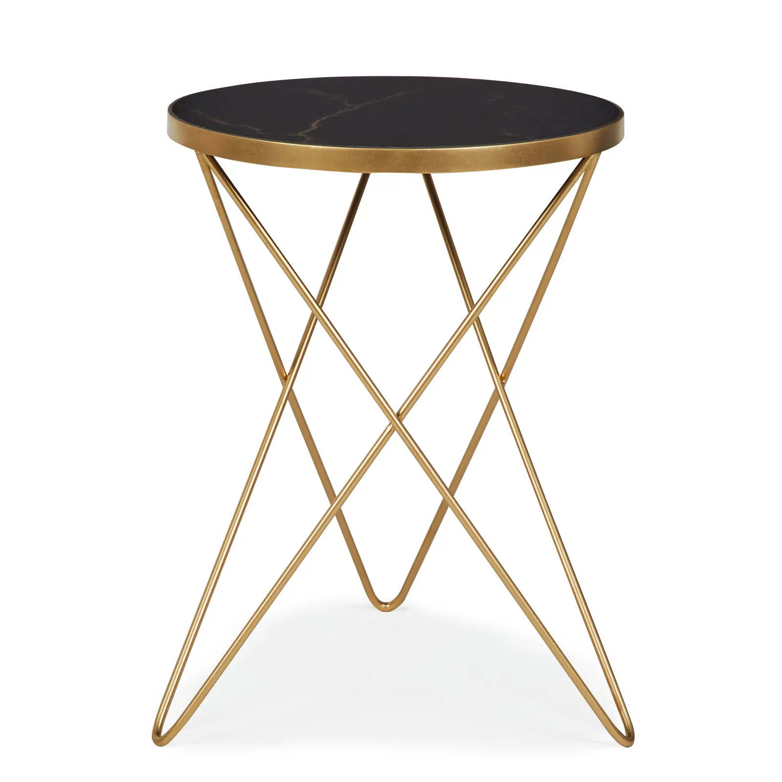 Lexi Black Marble Effect Side Table Black