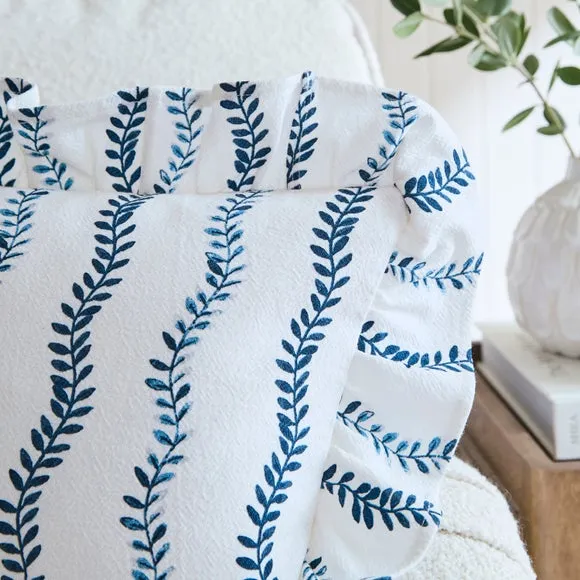 Trailing Leaves Frilled Rectangle Cushion Cover 2