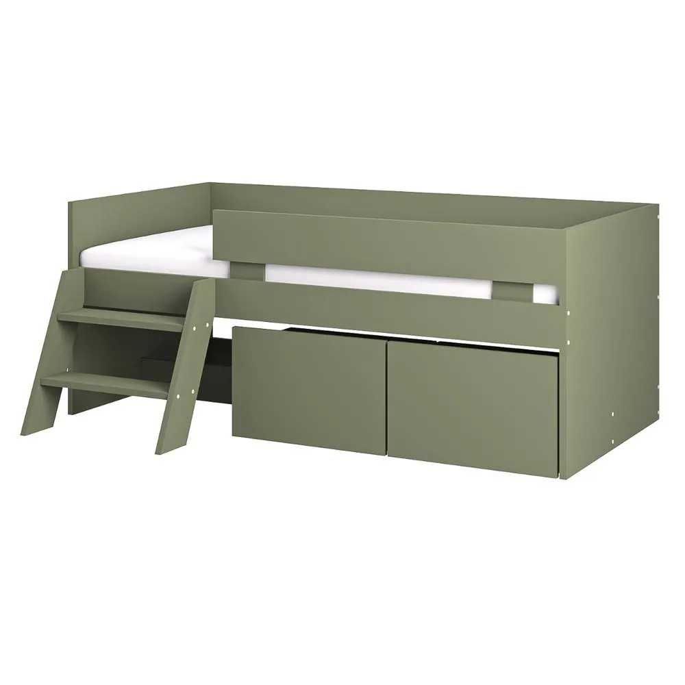 Flair Logan Single Storage Low Sleeper Bed in Green 3
