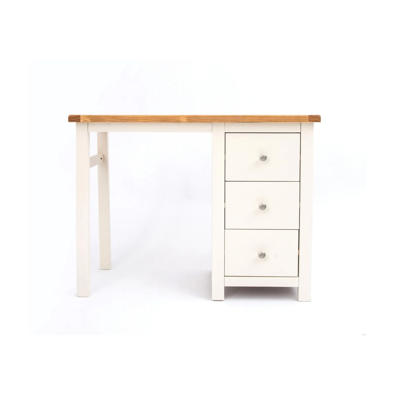 Cabinet Bits Maggiori 3 Drawer Desk - Dressing Table Chrome Knob in Off-White
