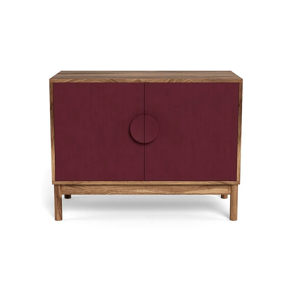 Heal's Tinta Small Sideboard Walnut Carcass Red Stain Doors 1
