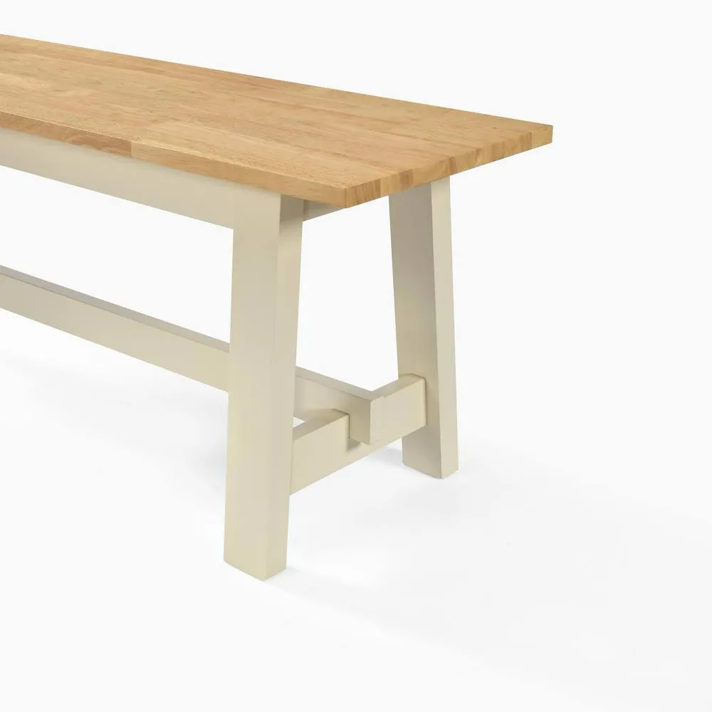 FurnitureboxUK Blakeney Oak & Cream Solid Wood Dining Bench 5