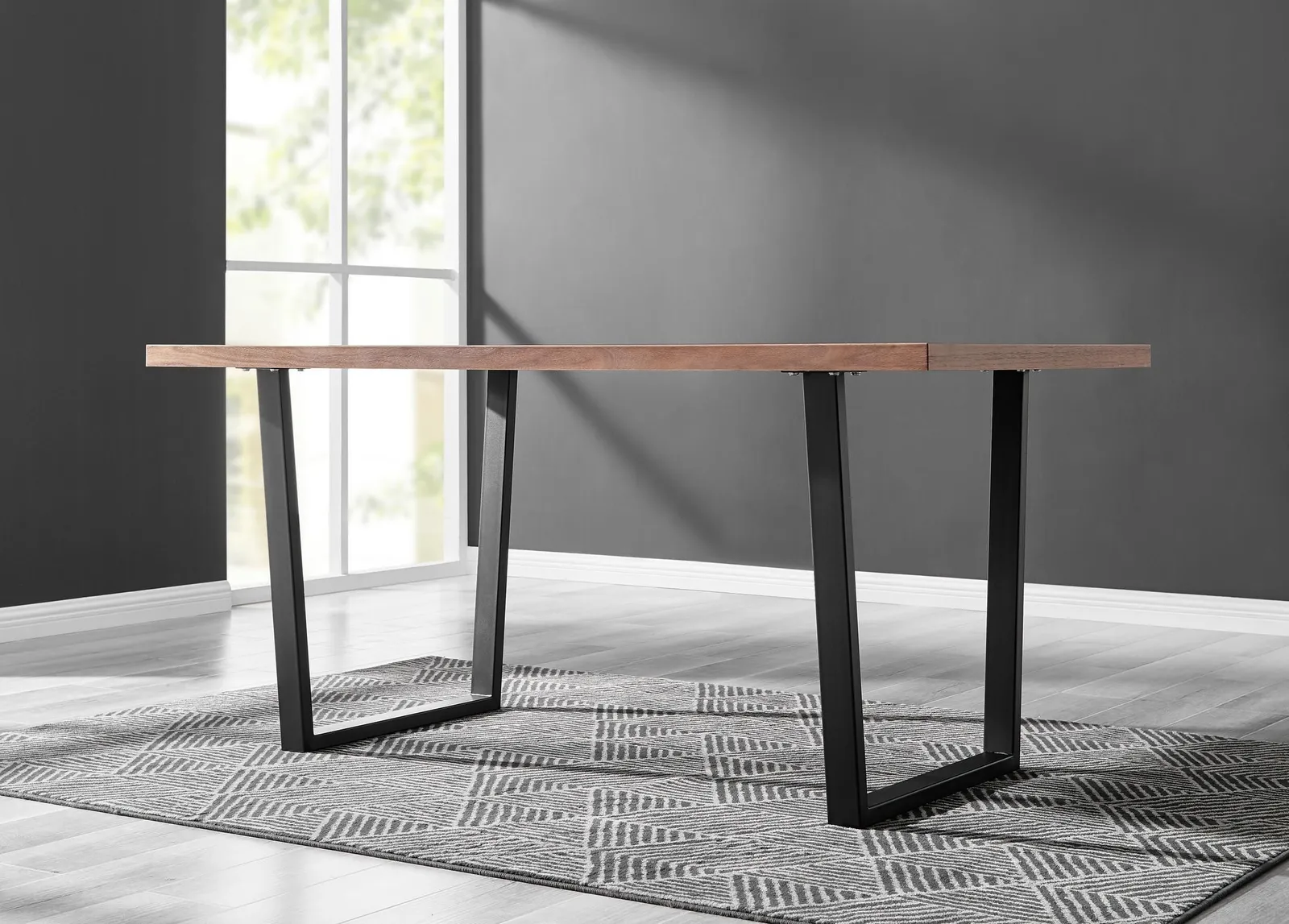 FurnitureboxUK Kylo Large Brown Wood Effect Dining Table & 6 Corona Black Leg Feax Leather Chairs 3