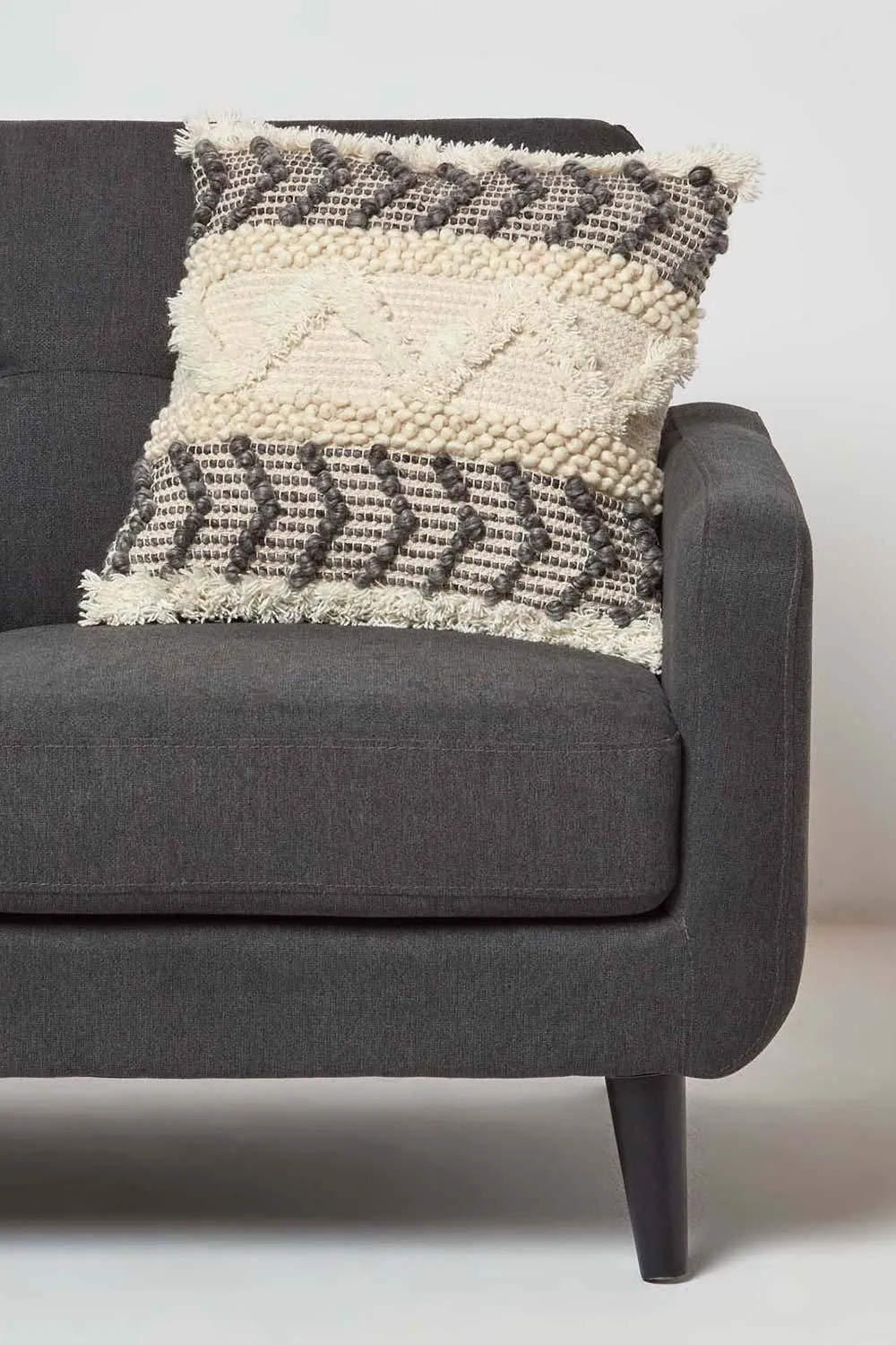 Homescapes Lindi Handwoven Tufted Cream Kilim Cushion 2