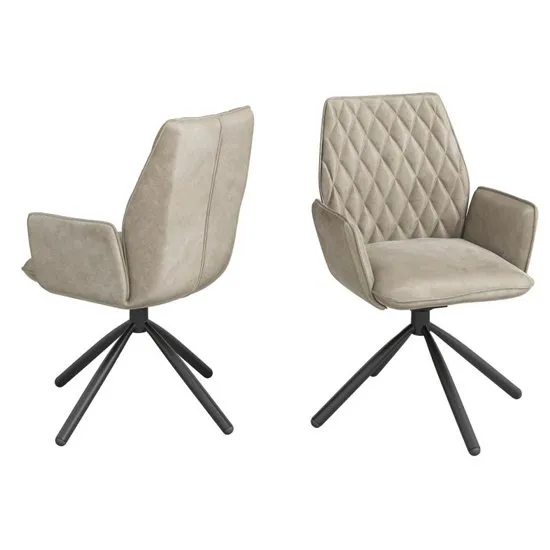 Zanetti Swivel Mink Velvet Fabric Dining Chairs In Pair