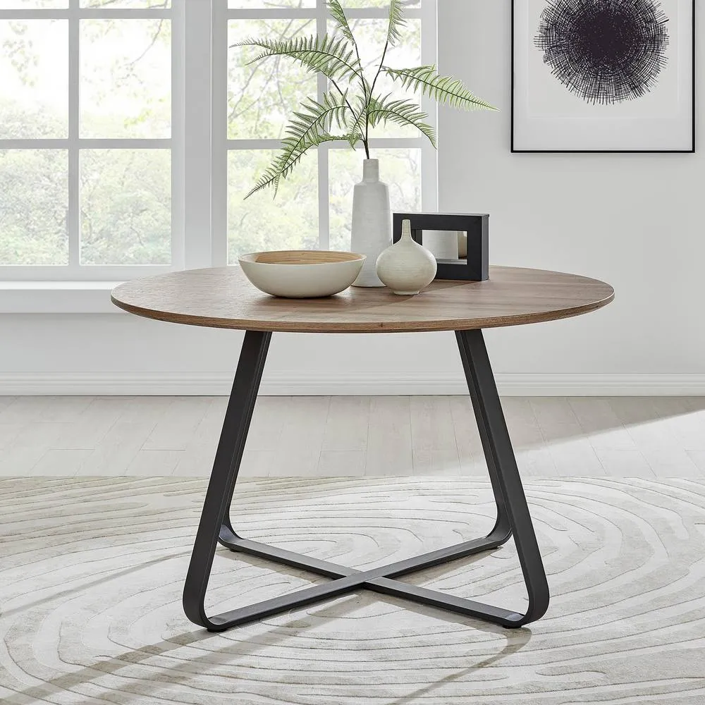 FurnitureboxUK Santorini Round Wood Effect Dining Table 4 Mirelle Chairs in Dark Grey 2