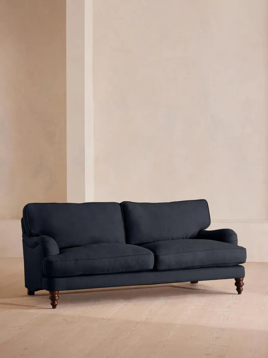 Arundel Three Seater Sofa, Linen, Indigo