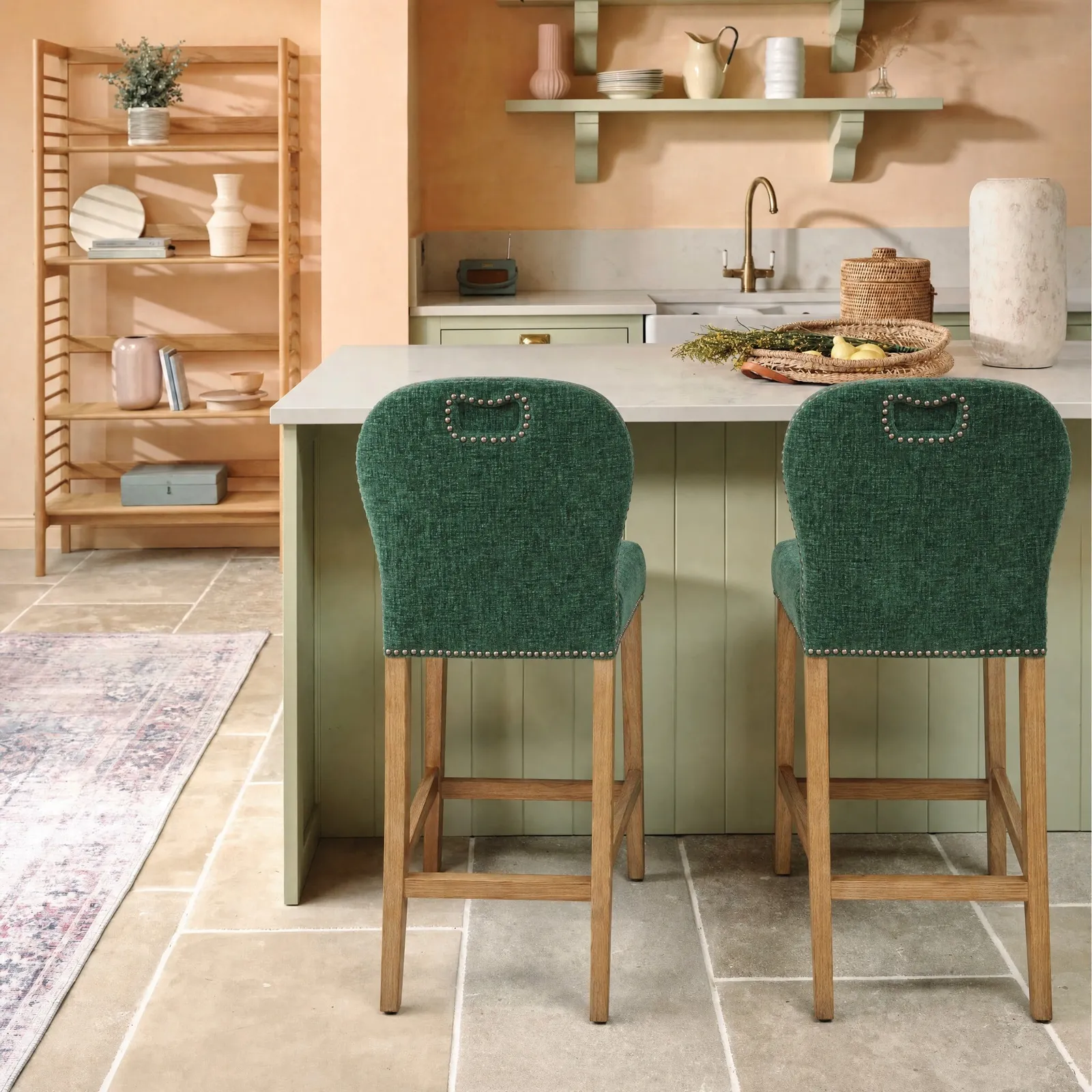Gable Counter Stool, Green Fabric | Barker & Stonehouse 2