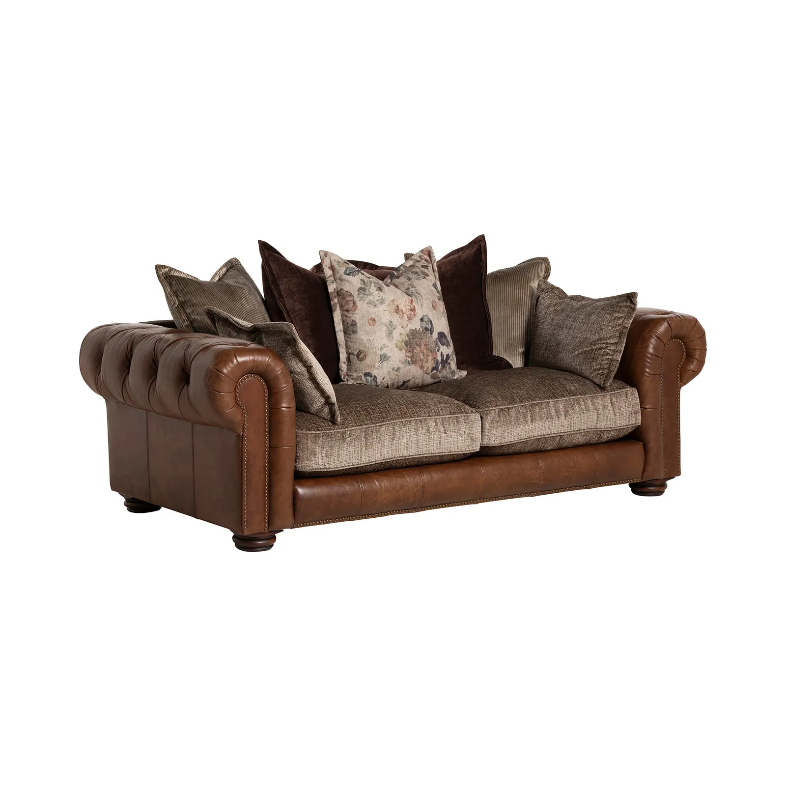 Taunton 3 Seater Sofa, Brown Fabric & Leather | Barker & Stonehouse 2