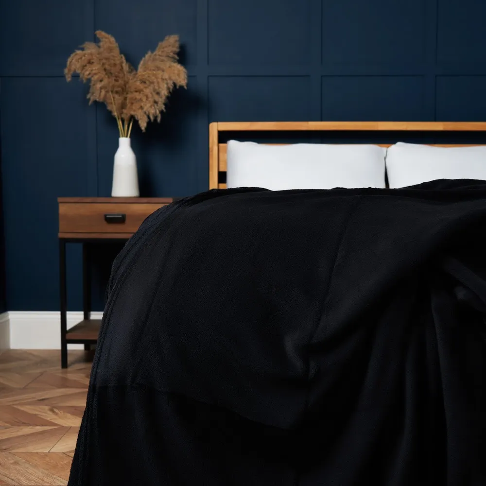 Microfleece Throw, Black 1