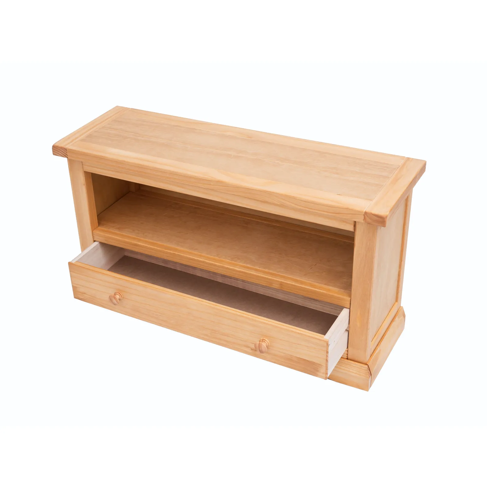 Cabinet Bits Lucca Waxed 1 Drawer TV Cabinet Wood Knob in Light Brown 4