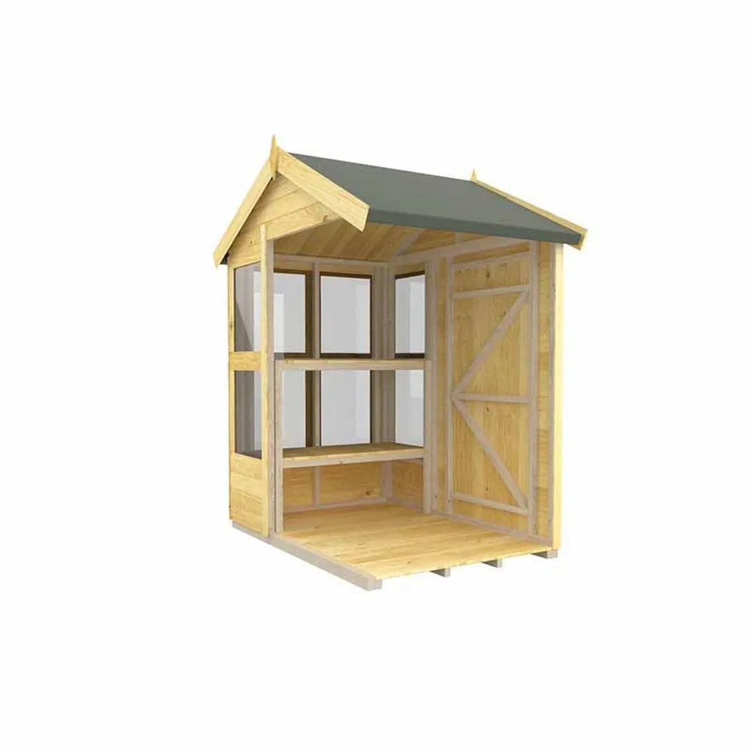 Buttercup Farm 6ft x 4ft Apex Potting Shed - Wood - L127 x W175 x H217 cm in Brown 2